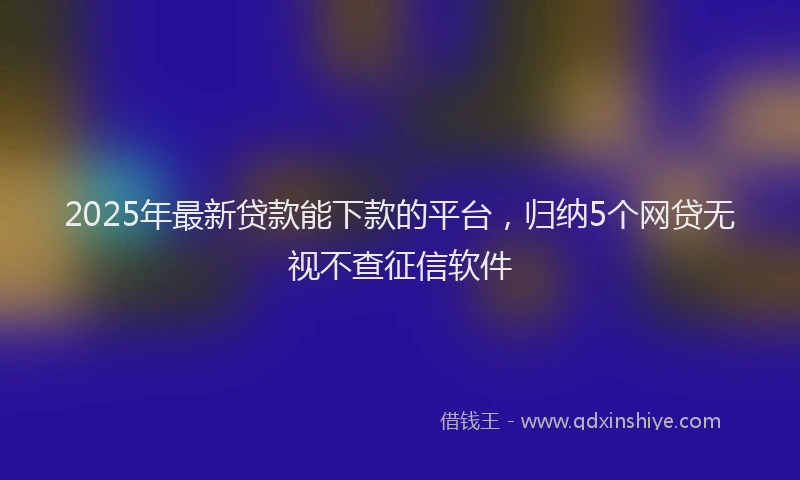 2025年最新贷款能下款的平台，归纳5个网贷无视不查征信软件