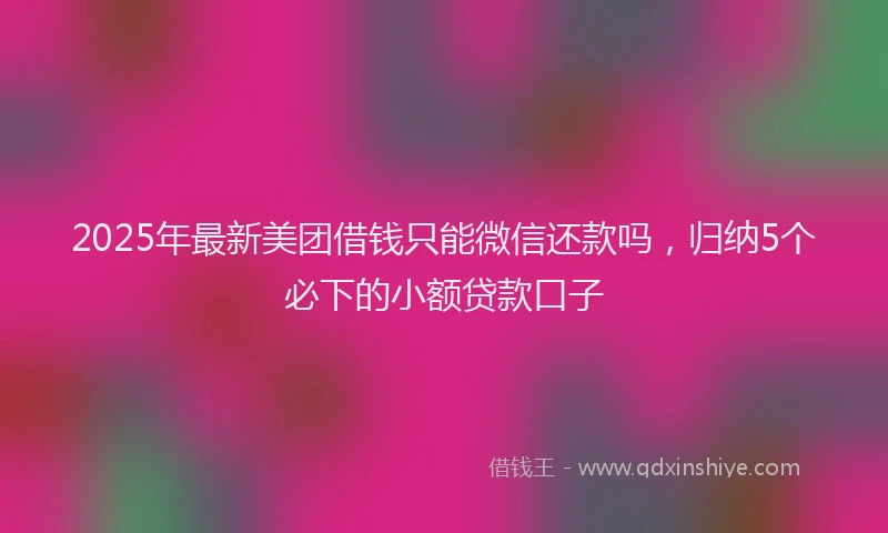 2025年最新美团借钱只能微信还款吗，归纳5个必下的小额贷款口子