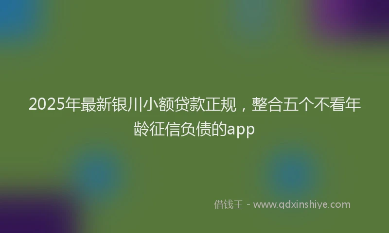 2025年最新银川小额贷款正规，整合五个不看年龄征信负债的app