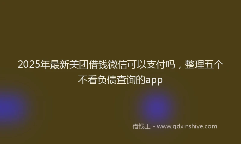 2025年最新美团借钱微信可以支付吗，整理五个不看负债查询的app