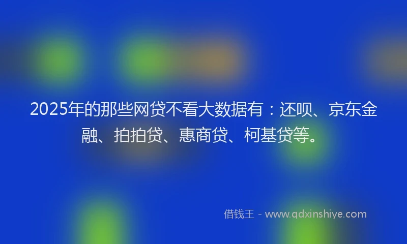 2025年的那些网贷不看大数据有：还呗、京东金融、拍拍贷、惠商贷、柯基贷等。