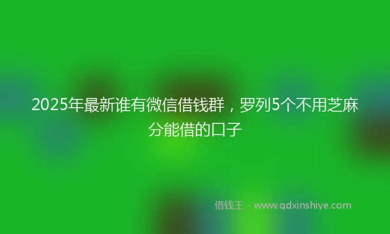2025年最新谁有微信借钱群，罗列5个不用芝麻分能借的口子
