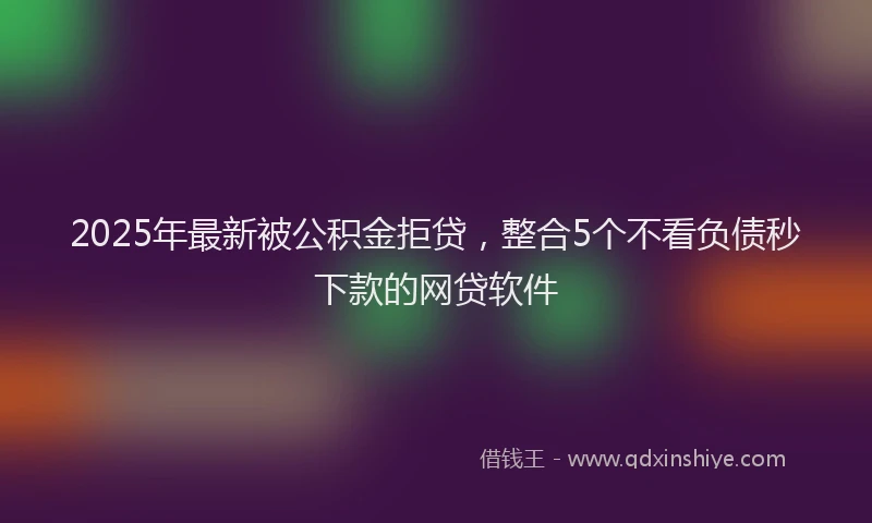 2025年最新被公积金拒贷，整合5个不看负债秒下款的网贷软件