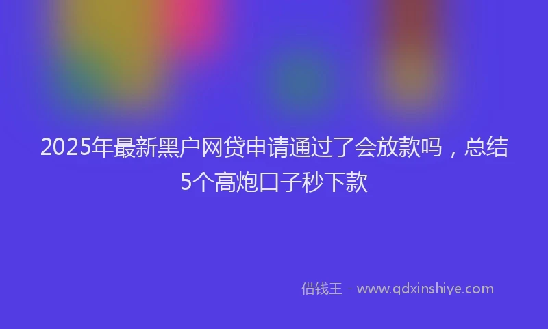 2025年最新黑户网贷申请通过了会放款吗，总结5个高炮口子秒下款
