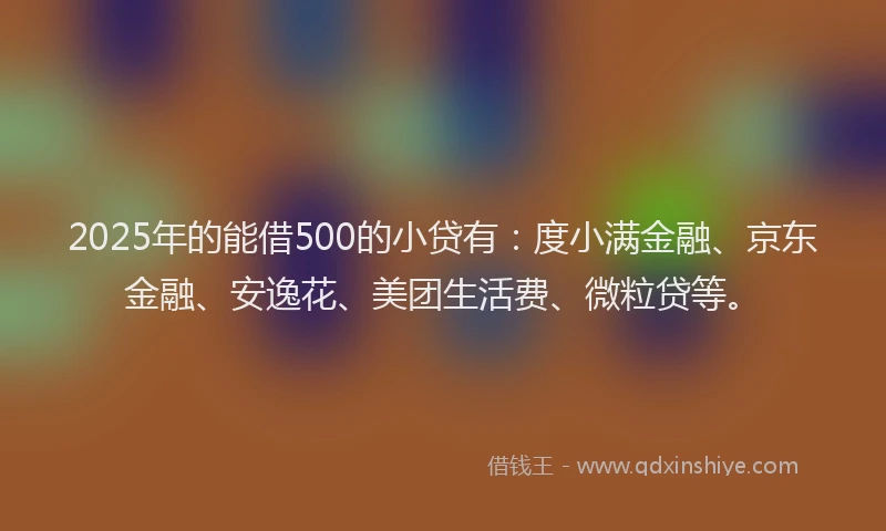 2025年的能借500的小贷有：度小满金融、京东金融、安逸花、美团生活费、微粒贷等。