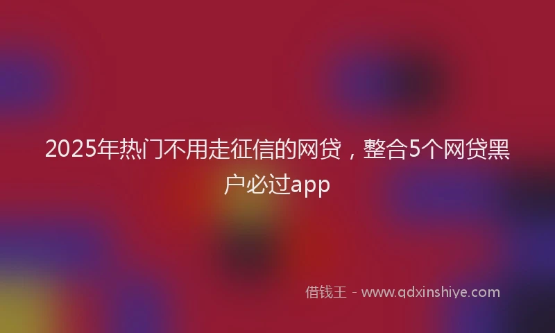 2025年热门不用走征信的网贷，整合5个网贷黑户必过app