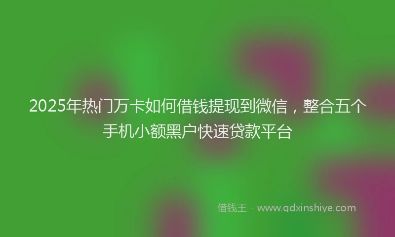 2025年热门万卡如何借钱提现到微信，整合五个手机小额黑户快速贷款平台