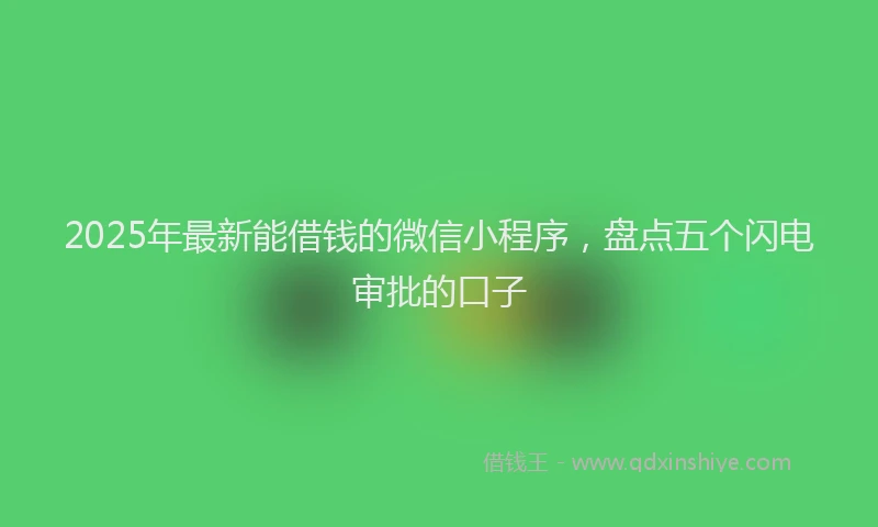 2025年最新能借钱的微信小程序，盘点五个闪电审批的口子
