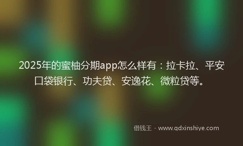 2025年的蜜柚分期app怎么样有：拉卡拉、平安口袋银行、功夫贷、安逸花、微粒贷等。