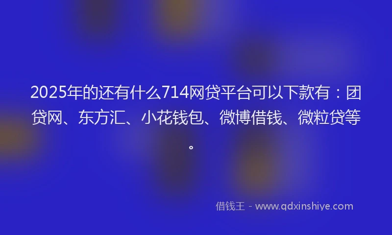 2025年的还有什么714网贷平台可以下款有：团贷网、东方汇、小花钱包、微博借钱、微粒贷等。