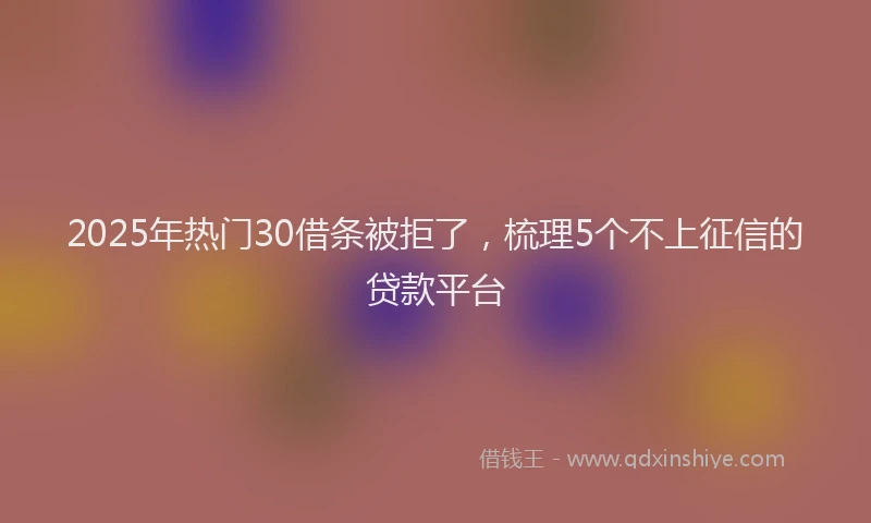 2025年热门30借条被拒了，梳理5个不上征信的贷款平台