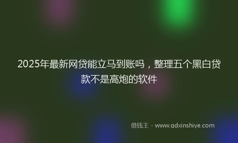 2025年最新网贷能立马到账吗，整理五个黑白贷款不是高炮的软件