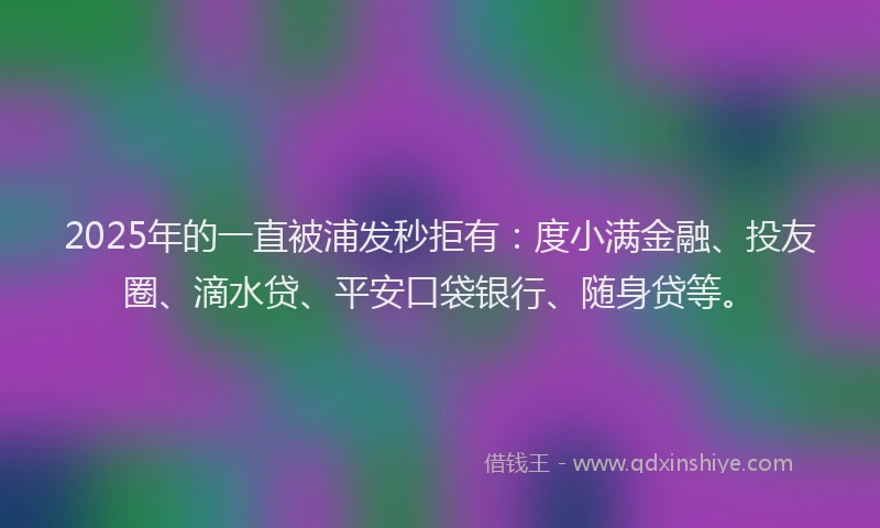 2025年的一直被浦发秒拒有：度小满金融、投友圈、滴水贷、平安口袋银行、随身贷等。