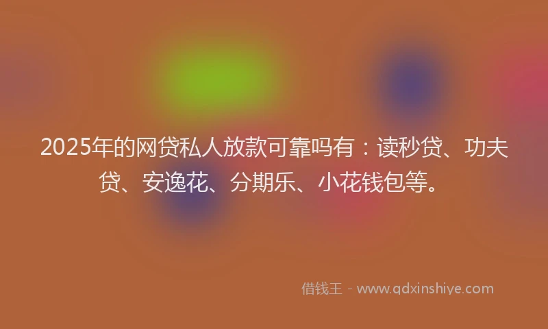 2025年的网贷私人放款可靠吗有：读秒贷、功夫贷、安逸花、分期乐、小花钱包等。