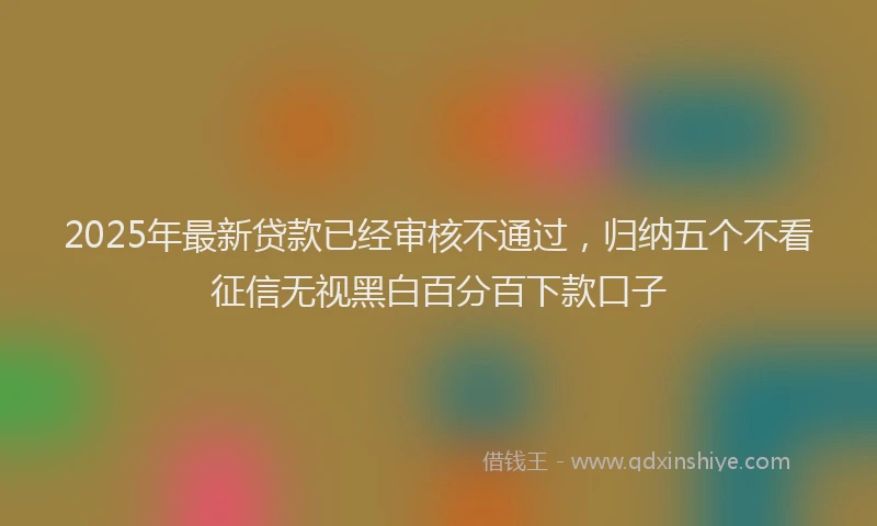 2025年最新贷款已经审核不通过，归纳五个不看征信无视黑白百分百下款口子
