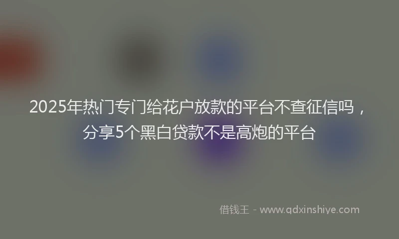 2025年热门专门给花户放款的平台不查征信吗，分享5个黑白贷款不是高炮的平台