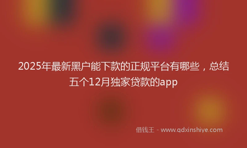 2025年最新黑户能下款的正规平台有哪些，总结五个12月独家贷款的app