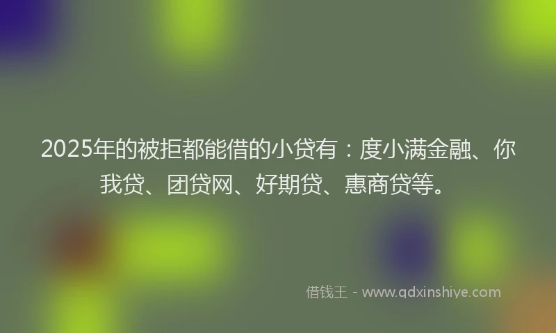 2025年的被拒都能借的小贷有：度小满金融、你我贷、团贷网、好期贷、惠商贷等。