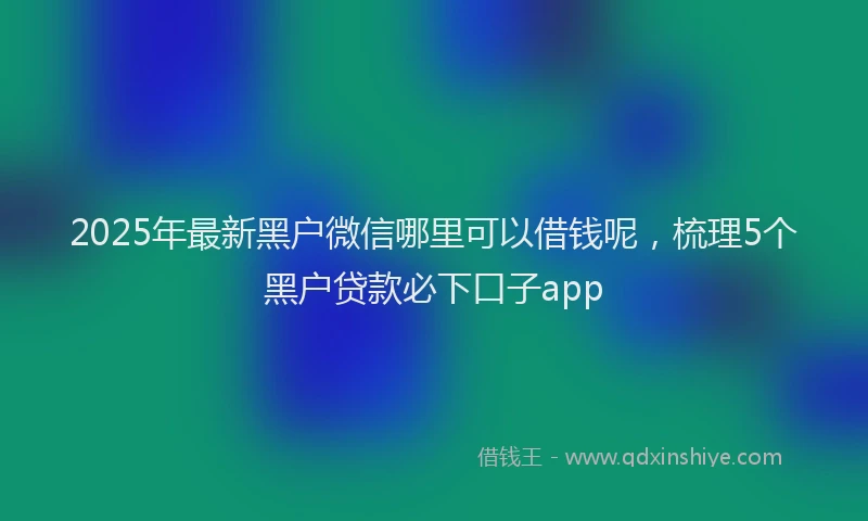 2025年最新黑户微信哪里可以借钱呢，梳理5个黑户贷款必下口子app