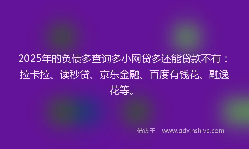 2025年的负债多查询多小网贷多还能贷款不有：拉卡拉、读秒贷、京东金融、百度有钱花、融逸花等。