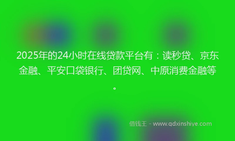 2025年的24小时在线贷款平台有：读秒贷、京东金融、平安口袋银行、团贷网、中原消费金融等。