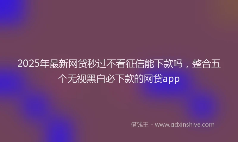 2025年最新网贷秒过不看征信能下款吗，整合五个无视黑白必下款的网贷app