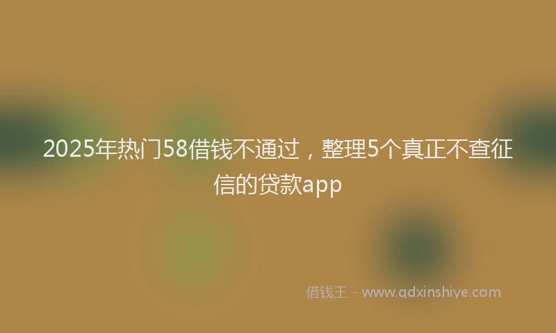 2025年热门58借钱不通过，整理5个真正不查征信的贷款app