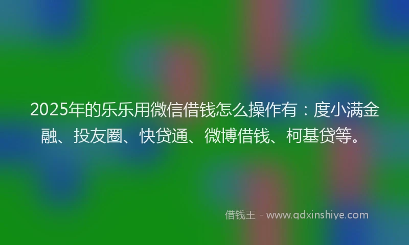 2025年的乐乐用微信借钱怎么操作有：度小满金融、投友圈、快贷通、微博借钱、柯基贷等。