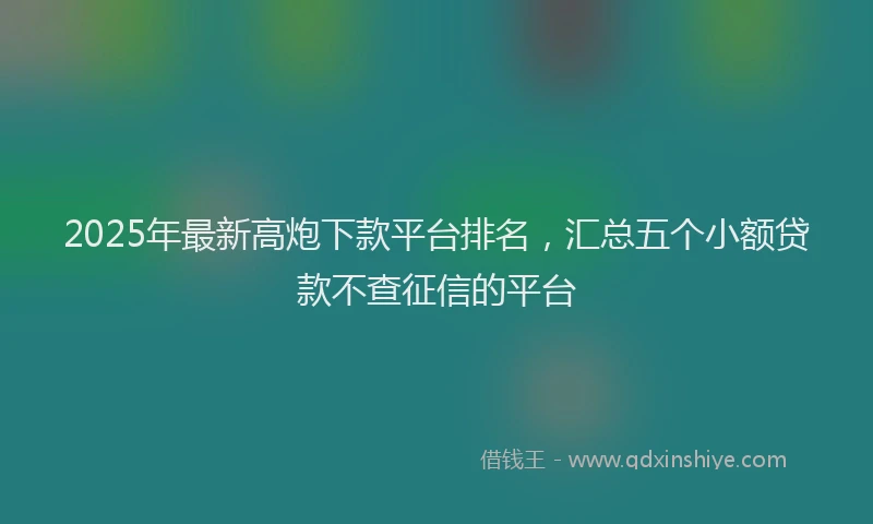 2025年最新高炮下款平台排名，汇总五个小额贷款不查征信的平台