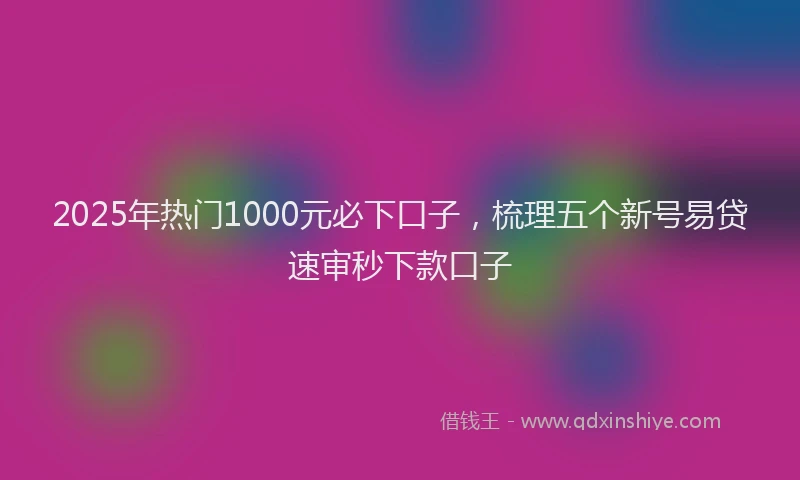 2025年热门1000元必下口子，梳理五个新号易贷速审秒下款口子
