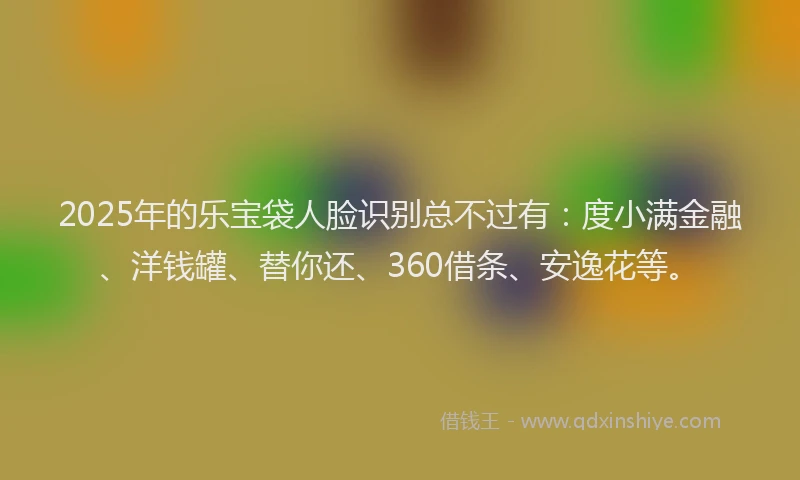 2025年的乐宝袋人脸识别总不过有：度小满金融、洋钱罐、替你还、360借条、安逸花等。