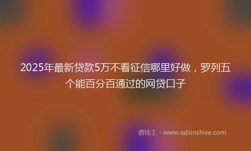 2025年最新贷款5万不看征信哪里好做，罗列五个能百分百通过的网贷口子