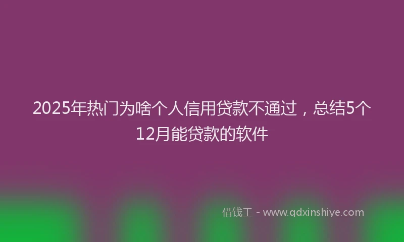 2025年热门为啥个人信用贷款不通过，总结5个12月能贷款的软件