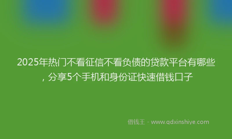 2025年热门不看征信不看负债的贷款平台有哪些，分享5个手机和身份证快速借钱口子