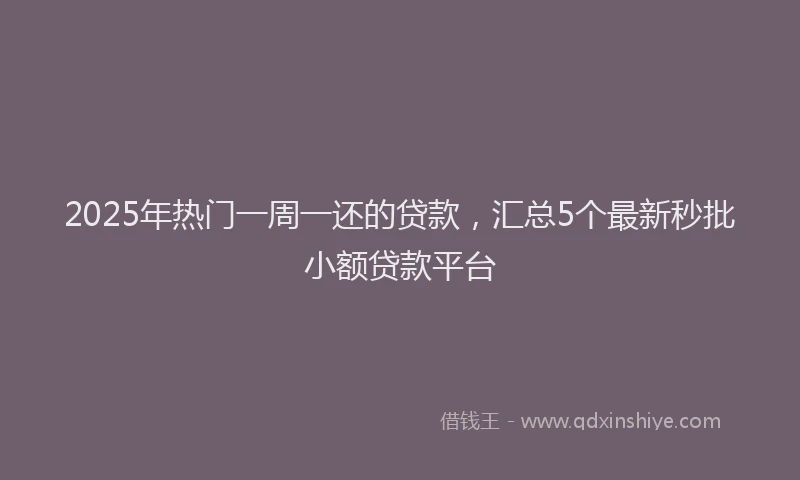 2025年热门一周一还的贷款，汇总5个最新秒批小额贷款平台