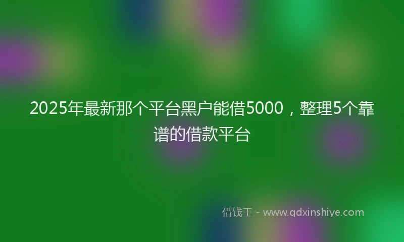 2025年最新那个平台黑户能借5000，整理5个靠谱的借款平台