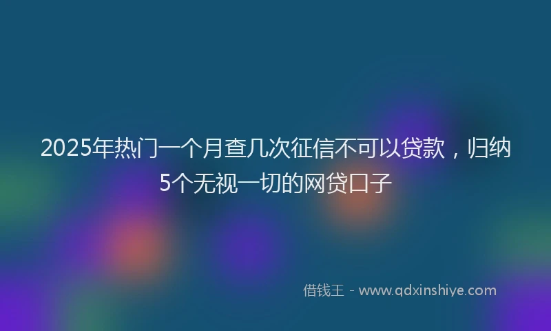 2025年热门一个月查几次征信不可以贷款，归纳5个无视一切的网贷口子