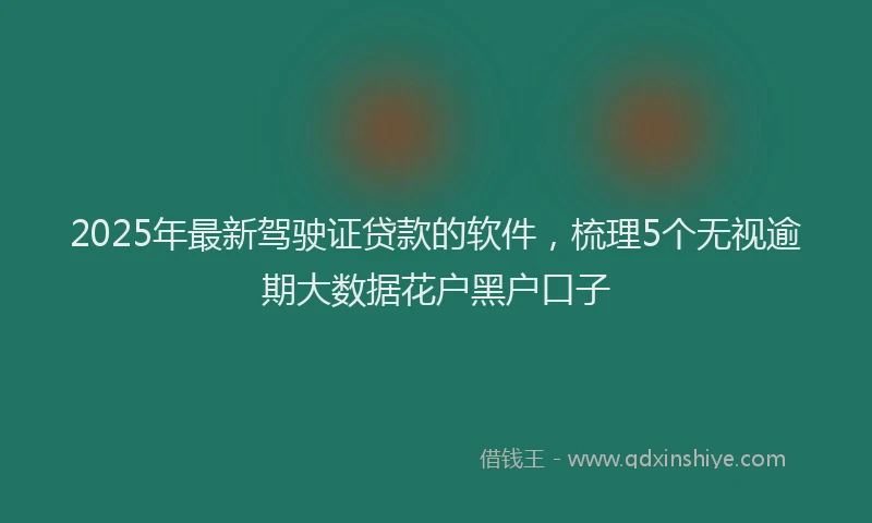 2025年最新驾驶证贷款的软件，梳理5个无视逾期大数据花户黑户口子