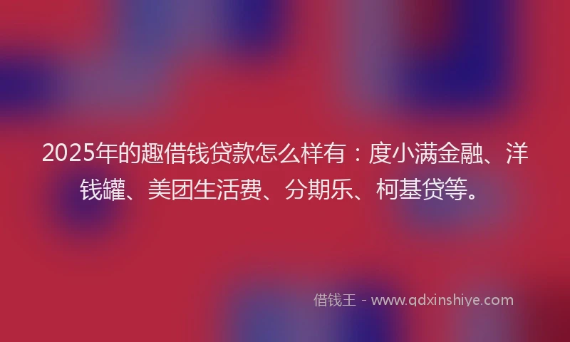 2025年的趣借钱贷款怎么样有：度小满金融、洋钱罐、美团生活费、分期乐、柯基贷等。