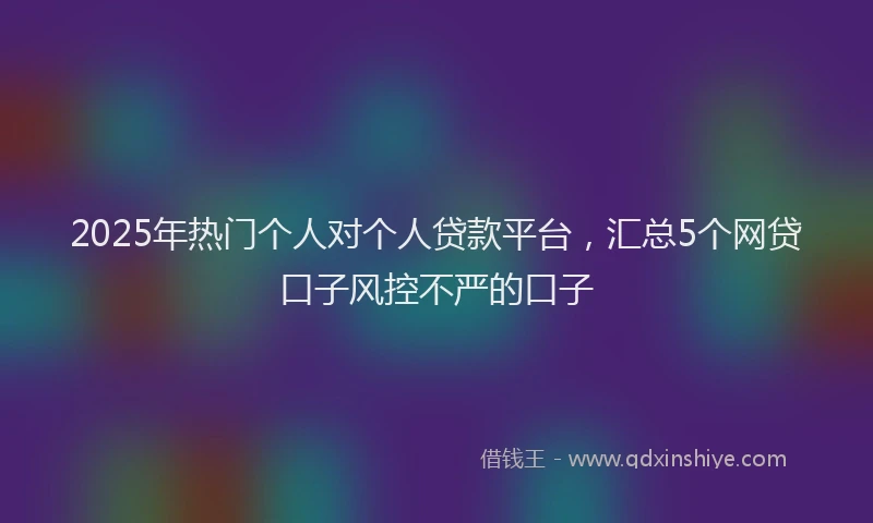 2025年热门个人对个人贷款平台，汇总5个网贷口子风控不严的口子