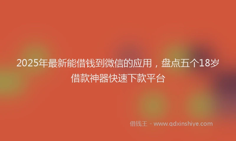 2025年最新能借钱到微信的应用，盘点五个18岁借款神器快速下款平台
