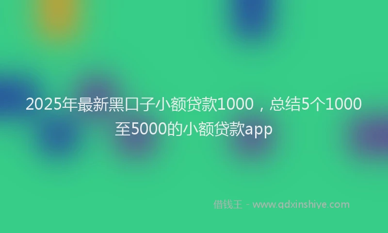 2025年最新黑口子小额贷款1000，总结5个1000至5000的小额贷款app