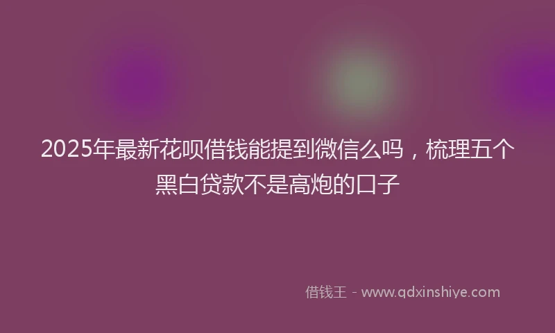 2025年最新花呗借钱能提到微信么吗，梳理五个黑白贷款不是高炮的口子