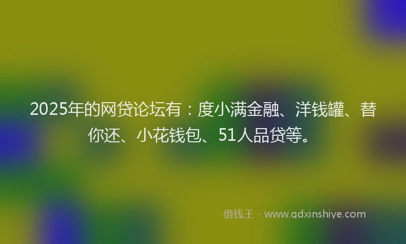 2025年的网贷论坛有：度小满金融、洋钱罐、替你还、小花钱包、51人品贷等。