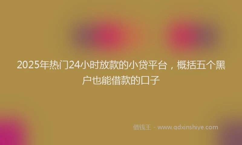 2025年热门24小时放款的小贷平台，概括五个黑户也能借款的口子