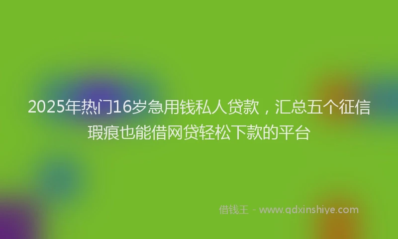 2025年热门16岁急用钱私人贷款，汇总五个征信瑕疵也能借网贷轻松下款的平台