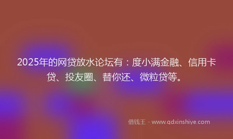 2025年的网贷放水论坛有：度小满金融、信用卡贷、投友圈、替你还、微粒贷等。