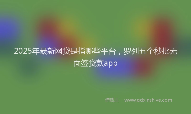 2025年最新网贷是指哪些平台，罗列五个秒批无面签贷款app