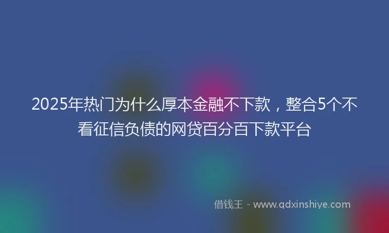2025年热门为什么厚本金融不下款，整合5个不看征信负债的网贷百分百下款平台
