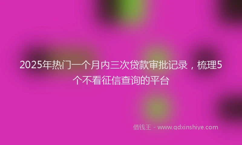 2025年热门一个月内三次贷款审批记录，梳理5个不看征信查询的平台